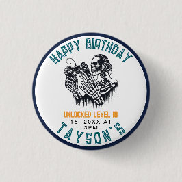 It’s Game On Skull  – Video Game Birthday party Button