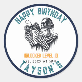 It’s Game On Skull  – Video Game Birthday Runder Aufkleber