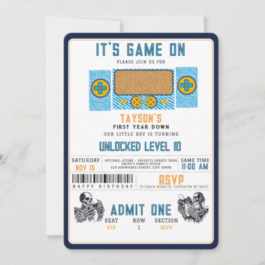 It’s Game On! Video Game Birthday Party Einladung (Vorderseite)