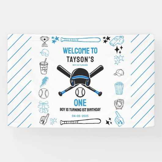 It’s Game Time Baseball 1st Birthday – Fun Kids  Banner (Horizontal)