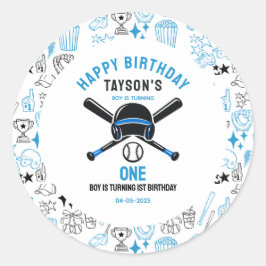 It’s Game Time Baseball 1st Birthday – Fun Kids  Runder Aufkleber