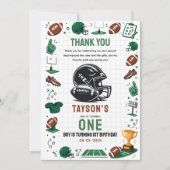 It’s Game Time football 1st Birthday Dankeskarte (Vorderseite)