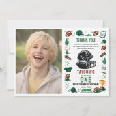 It’s Game Time football 1st Birthday Dankeskarte (Vorderseite)