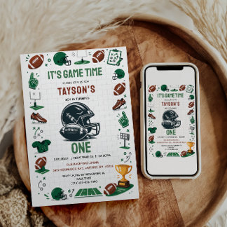 It’s Game Time Football 1st Birthday Einladung