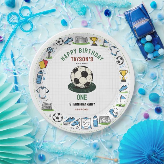 It’s Game Time football 1st Birthday – Fun Kids  Pappteller (Party)