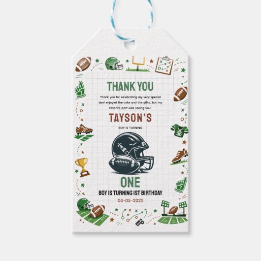 It’s Game Time Football 1st Birthday Geschenkanhänger (Vorderseite)