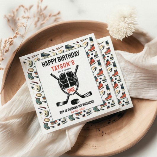 It’s Game Time Hockey 1st Birthday Party Serviette