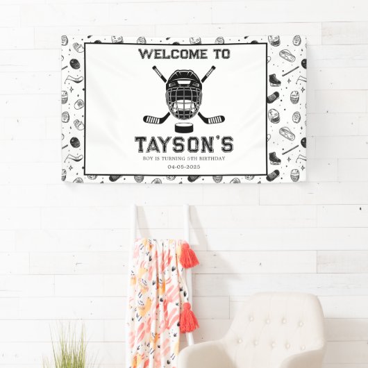 It’s Game Time Hockey 5th Birthday Party Banner (Insitu)