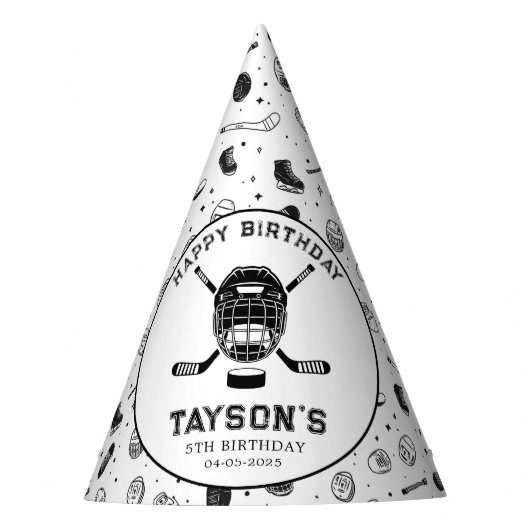 It’s Game Time Hockey 5th Birthday Party  Partyhütchen (Vorderseite)