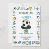 It’s Game Time soccer 1st Birthday Einladung (Vorderseite)