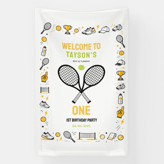 It’s Game Time Tennis 1st Birthday – Fun Kids  Banner (Vertikal)