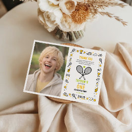 It’s Game Time Tennis 1st Birthday – Fun Kids  Dankeskarte