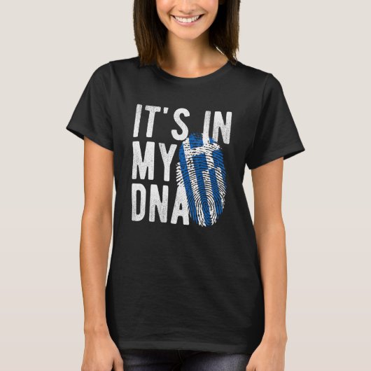 it s in my DNA Greece flag Fingerprint T-Shirt (Vorderseite)