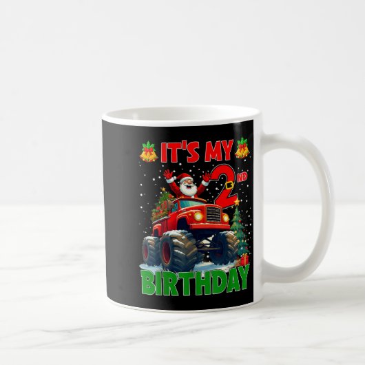It’s My 2nd Birthday Xmas Santa Monster Truck Chri Kaffeetasse (Rechts)