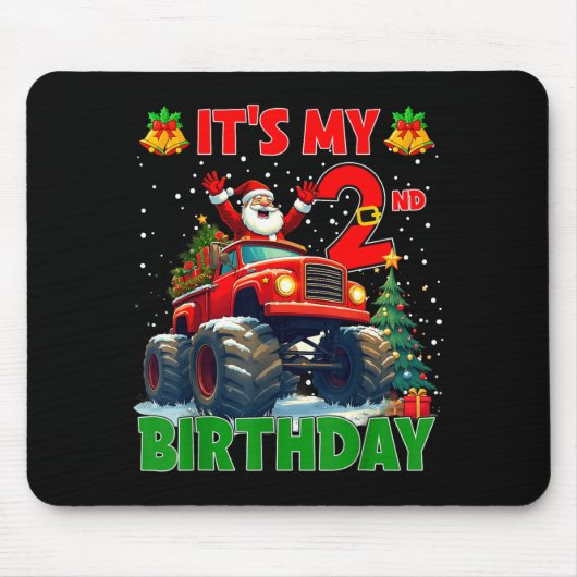 It’s My 2nd Birthday Xmas Santa Monster Truck Chri Mousepad (Vorne)