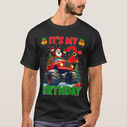 It’s My 2nd Birthday Xmas Santa Monster Truck Chri T-Shirt (Vorderseite)