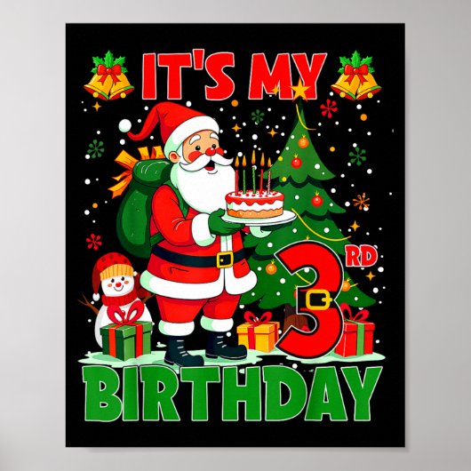 It’s My 3rd Birthday Santa Christmas Outfit 3 Year Poster (Vorne)