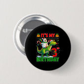 It’s My 3rd Birthday Xmas Snowman Riding Dinosaur Button (Vorne & Hinten)