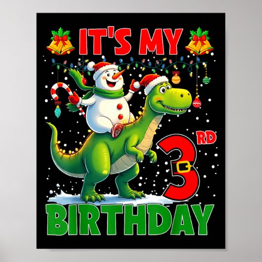 It’s My 3rd Birthday Xmas Snowman Riding Dinosaur Poster (Vorne)