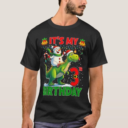 It’s My 3rd Birthday Xmas Snowman Riding Dinosaur T-Shirt (Vorderseite)