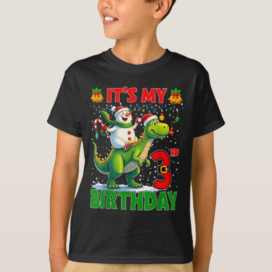 It’s My 3rd Birthday Xmas Snowman Riding Dinosaur T-Shirt (Vorderseite)