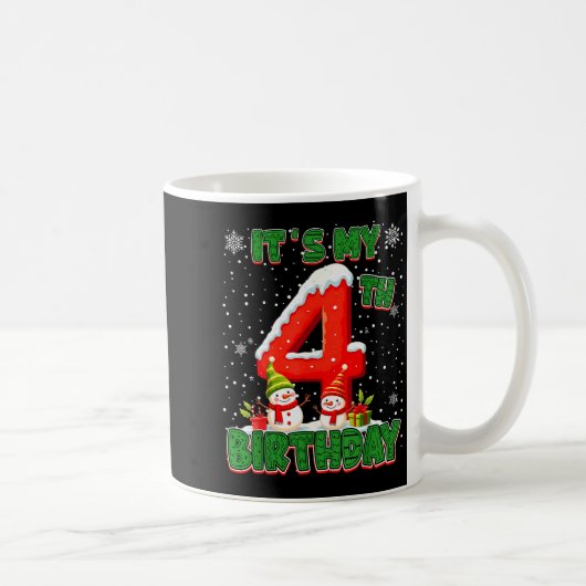 It’s My 4th Birthday Christmas Snowman 4 Year Old  Kaffeetasse (Rechts)