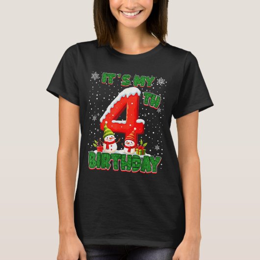It’s My 4th Birthday Christmas Snowman 4 Year Old T-Shirt (Vorderseite)