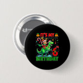 It’s My 6th Birthday Xmas Reindeer Riding Dinosaur Button (Vorne & Hinten)