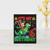 It’s My 6th Birthday Xmas Reindeer Riding Dinosaur Karte (Gelbe Blume)