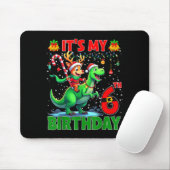It’s My 6th Birthday Xmas Reindeer Riding Dinosaur Mousepad (Mit Mouse)