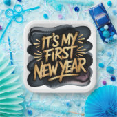 It’s My First New Year in Black and Gold Pappteller (Party)