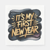It’s My First New Year in Black and Gold Serviette (Vorderseite)