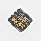 It’s My First New Year in Black and Gold Serviette (Ecke)