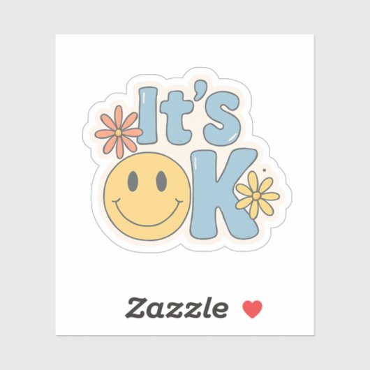 It’s OK – Cute Retro Aesthetic Sticker with Smiley (Blatt)