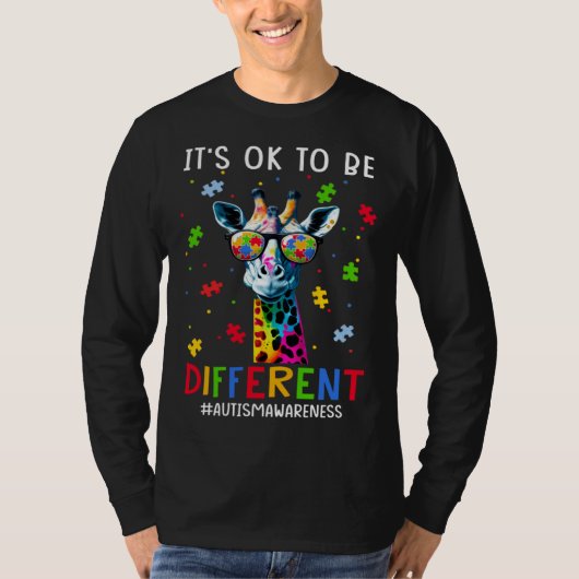 It s Ok To Be Different Autism Awareness Giraffe T-Shirt (Vorderseite)