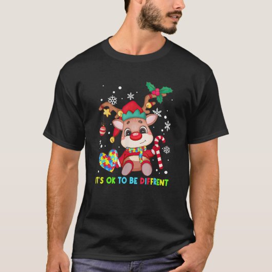 It s Ok To Be Different Reindeer Autism Awareness T-Shirt (Vorderseite)