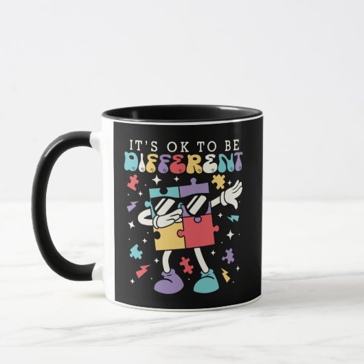 It’s OK to Be Different Retro Groovy Puzzle Piece  Tasse (Links)