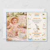 It’s ONE Silly Goose Retro 1st Birthday Fun Modern Dankeskarte (Vorderseite)