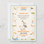 It’s ONE Silly Goose Retro 1st Birthday Fun Modern Dankeskarte (Vorderseite)