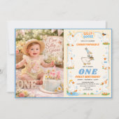 It’s ONE Silly Goose Retro 1st Birthday Fun Modern Einladung (Vorderseite)