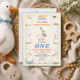 It’s ONE Silly Goose Retro 1st Birthday Fun Modern Einladung