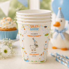 It’s ONE Silly Goose Retro 1st Birthday Fun Modern Pappbecher