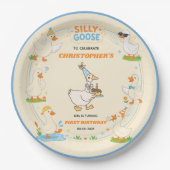 It’s ONE Silly Goose Retro 1st Birthday Fun Modern Pappteller (Vorderseite)
