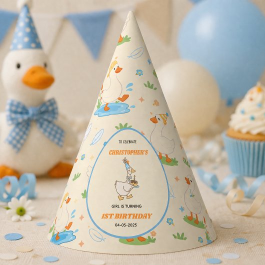It’s ONE Silly Goose Retro 1st Birthday Fun Modern Partyhütchen