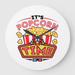 It’s Popcorn Time Movie Cinema Lover Große Wanduhr