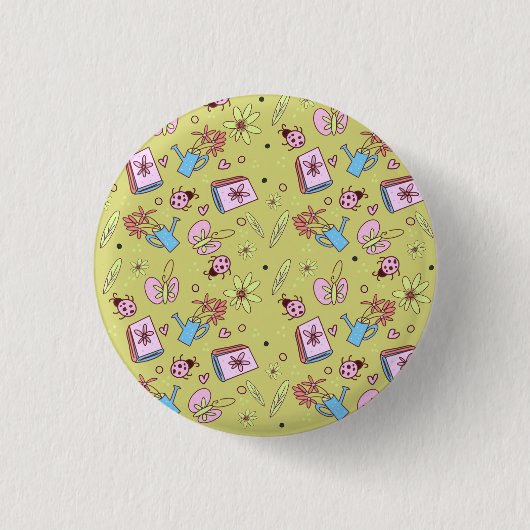 It’s Springtime Book Lovers Colorful Doodles Button (Vorderseite)
