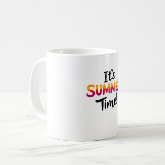 It’s Summer Time Rainbow Typography Mug Kaffeetasse (Vorderseite Links)