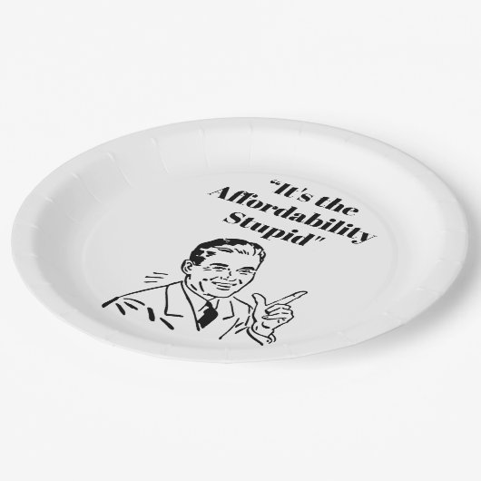 It’s the Affordability Stupid Pappteller (Schrägansicht)