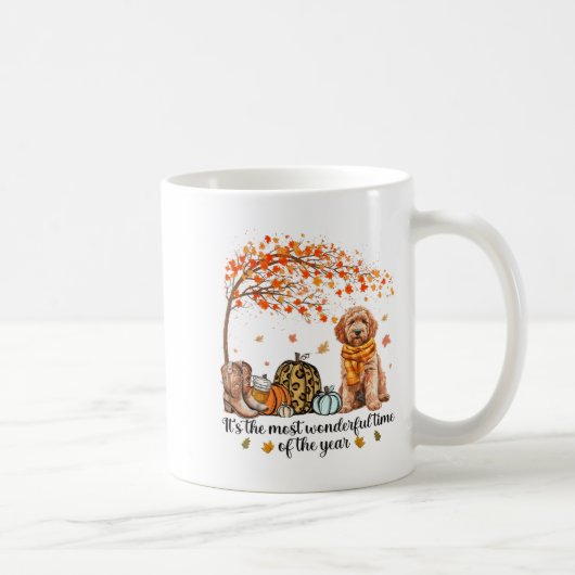 It’s The Most Wonderful Time Goldendoodle Pumpkins Kaffeetasse (Rechts)