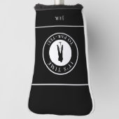 It’s Time to Par-Tee Black & White Monogram Golfer Golf Headcover (Rotieren 90)